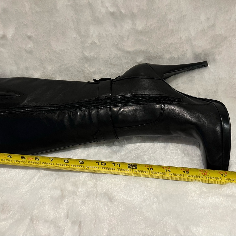 NINE WEST knee high boots platform stiletto black zip ankle buckle sz 5M NWT. - Picture 12 of 15